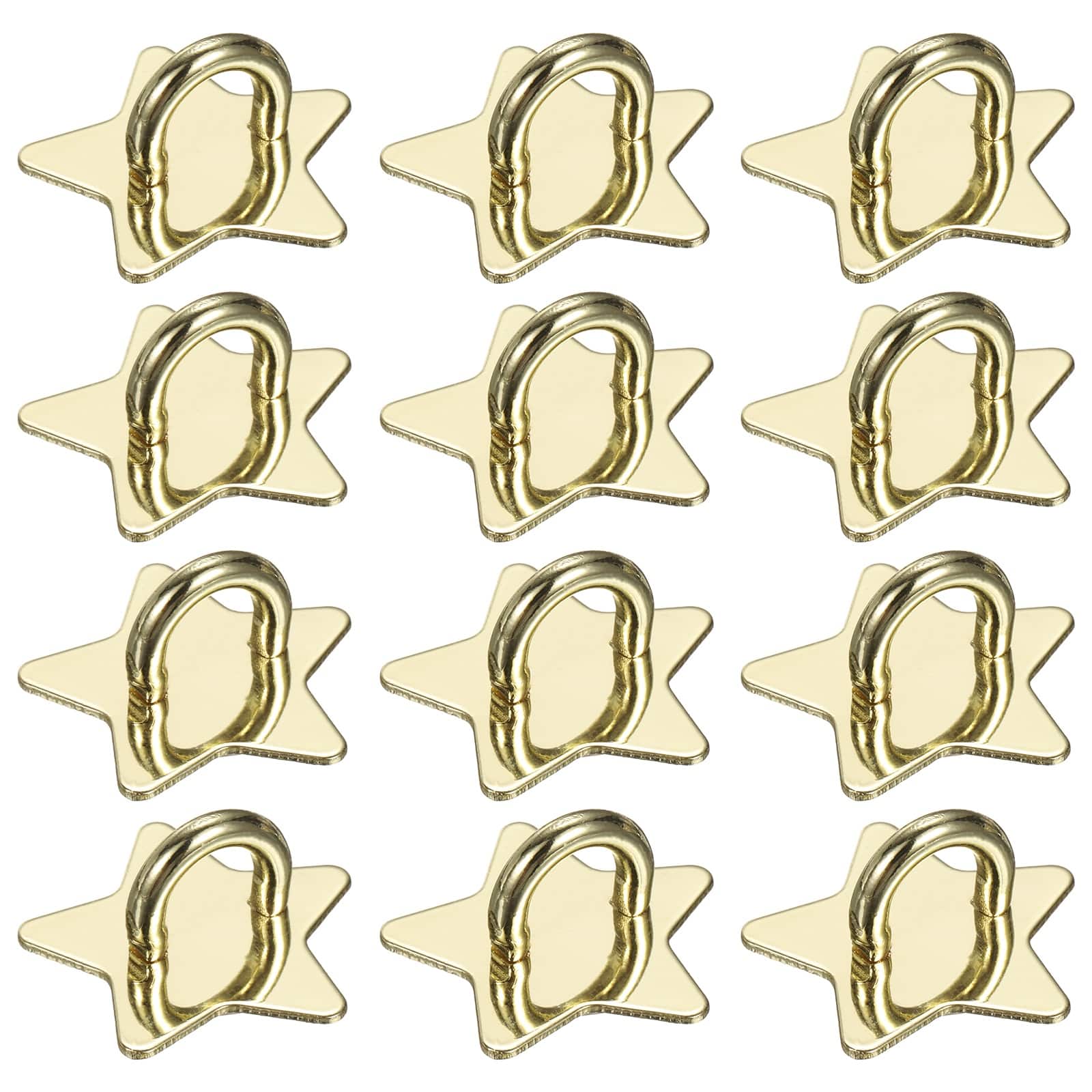 Unique Bargains - Metal Phone Charm Hook 1", 12pcs Adhesive Star Shaped Finger Grip for Smartphones Keychain Tablet Case Accessories - Gold