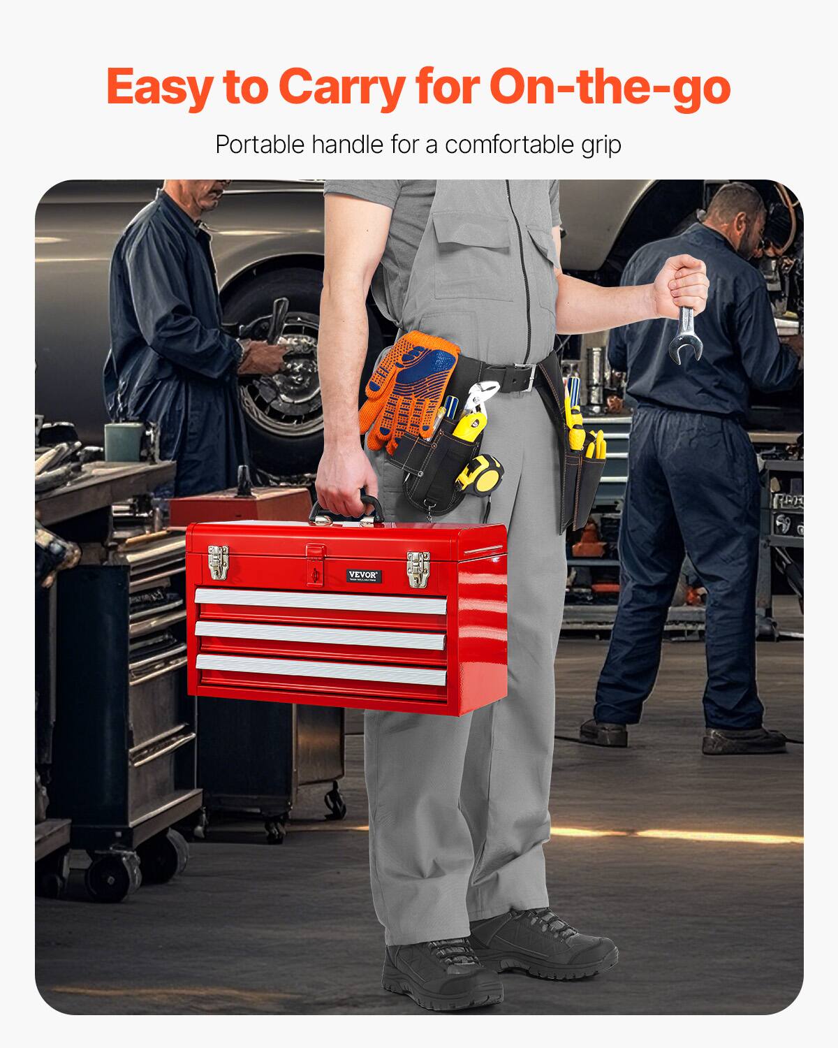 Easy to Carry for On-the-go  
Portable handle for a comfortable grip