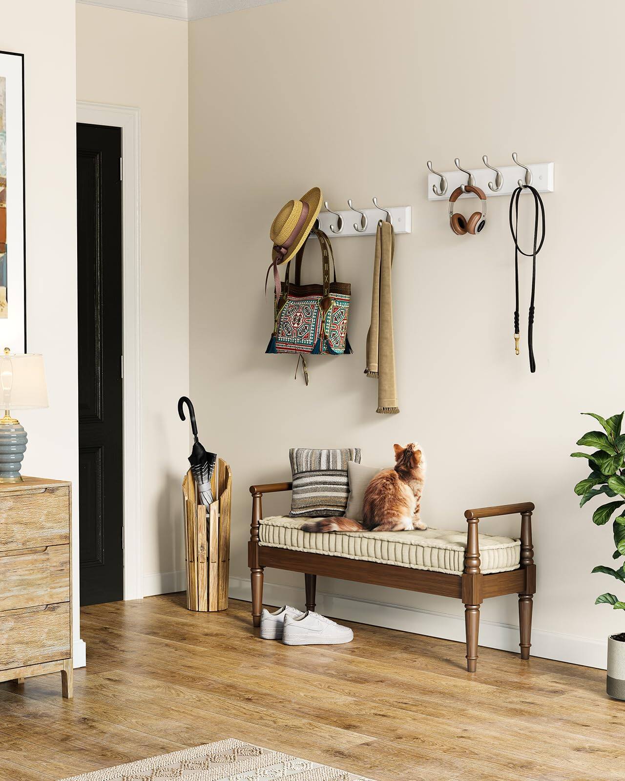 Alt View 2. HM 1810 - Coat Rack Wall Mount Hooks For Coats Hats - - Default.