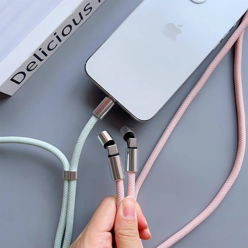 Alt View 6. Topteng - 66W 2-in-1 Wearable Charging Cable - Phone Lanyard & Fast USB-C Cable for iPhone/Samsung/Android - Blue.