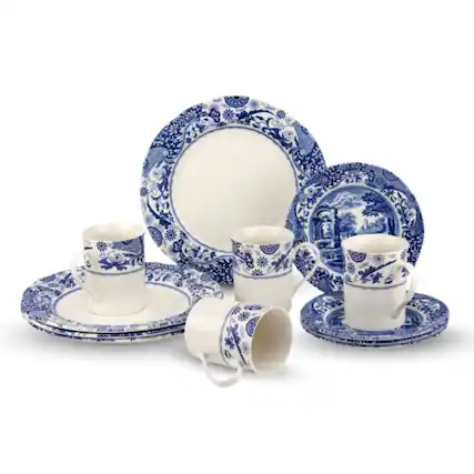 Front. Spode - Spode – Blue Italian – Spode Blue Italian Cone Shaped Topiary - 13 Inch - Blue & White - Blue and White.