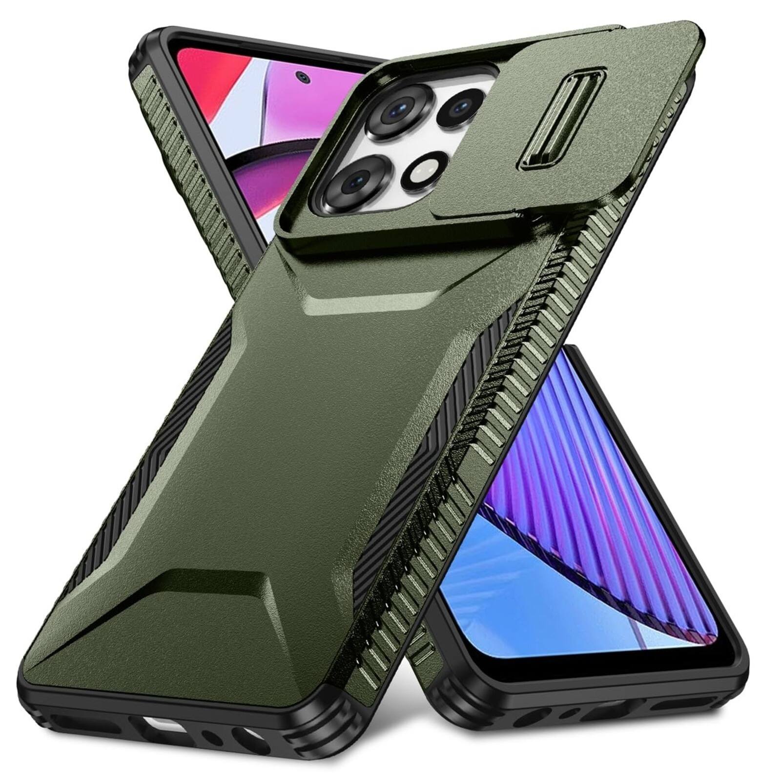 Angle. UUCOVER - For Motorola Moto G Power/Moto G Play (2025/2026) Dual Layer Case with Sliding Camera Lens Cover, Drop Protection Shell - Darkgreen.