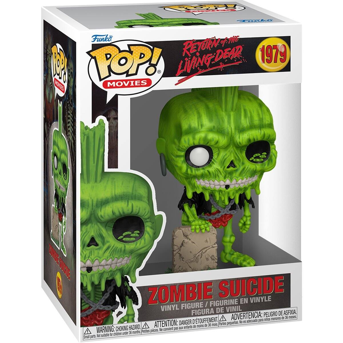 10 Funko POP! MOVIES  
RETURN OF THE LIVING-DEAD 1979  
ZOMBIE SUICIDE  
VINYL FIGURE / FIGURINE EN VINYLE / FIGURA DE VINIL  

WARNING: CHOKING HAZARD - Small parts. Not suitable for children under 36 months.  
ADVERTENCIA: PEQUEÑAS PIEZAS. NO ES ADECUADO PARA NIÑOS MENORES DE 36 MESES.  
ATTENTION: PEU D'ÉTOUFFEMENT - Pièces petites, ne convient pas aux enfants de moins de 36 mois.  
PELIGRO DE ASFIXIA.
