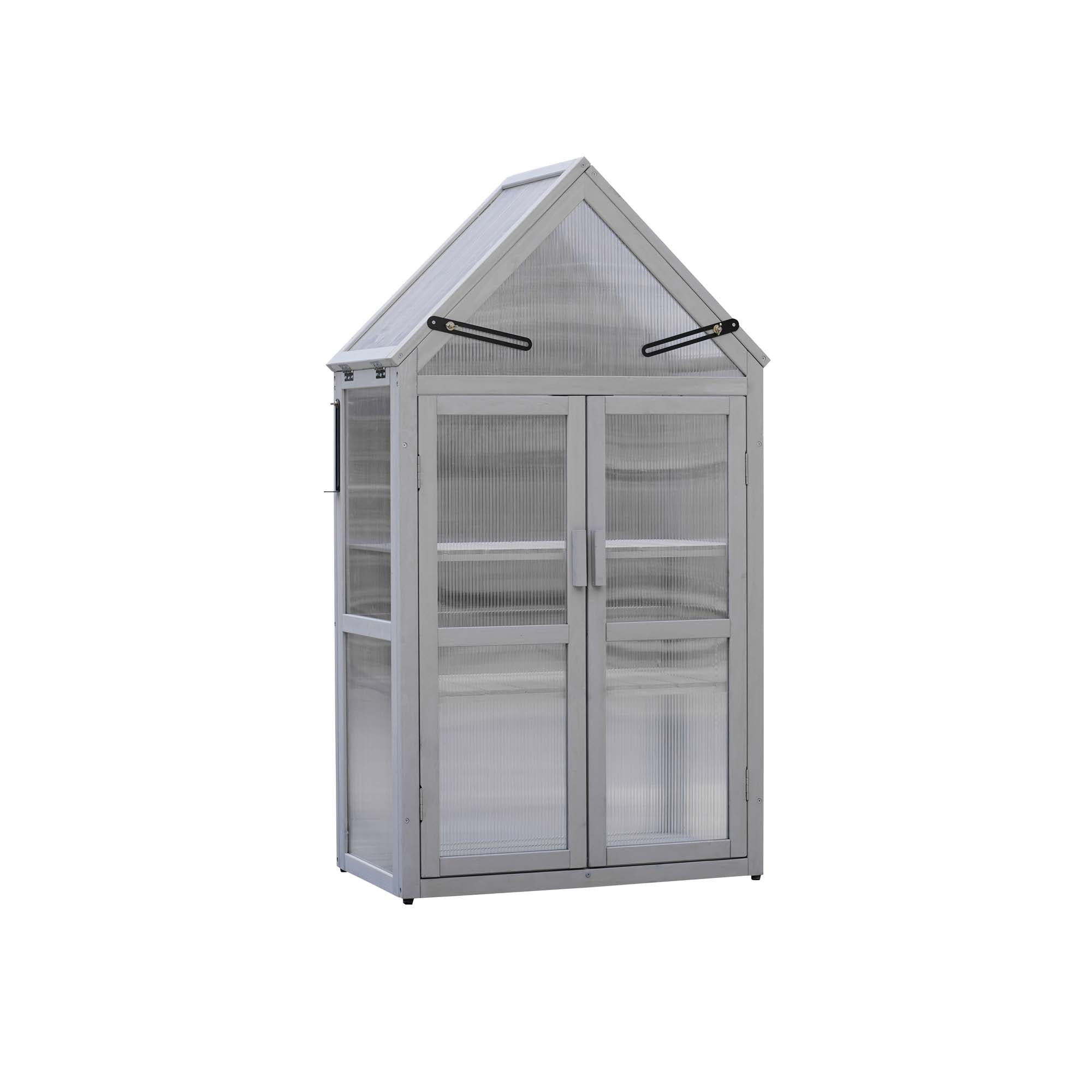 Front. Boyel Living - Natural Wood Mini Greenhouse Greenhouse Kit Outdoor Plant Stand Small Green House - Natural Wood.