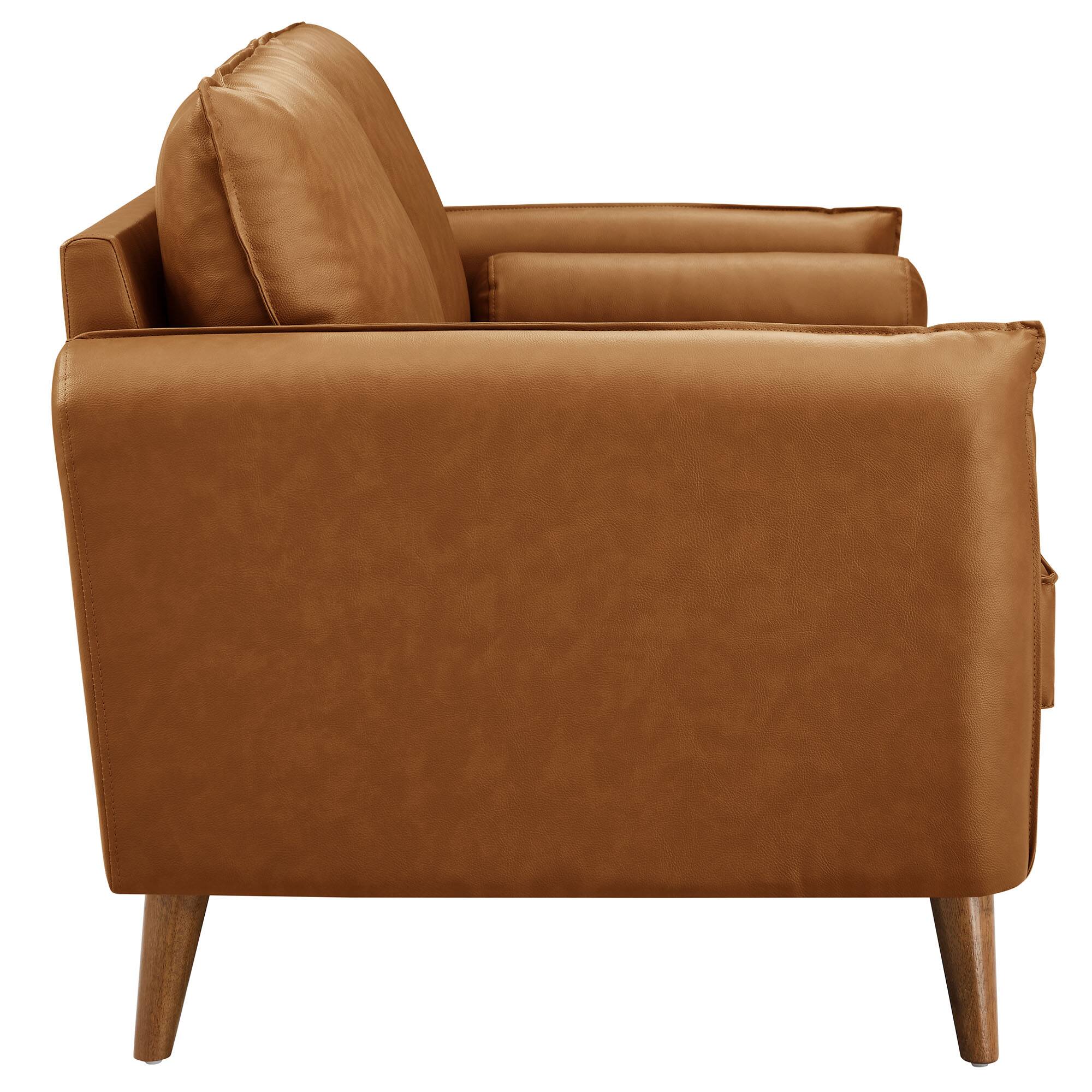 Back. Modway - Revive Upholstered Vegan Leather Sofa by Modway - Brown.