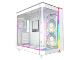 Montech - KING 95 PRO ATX Mid-Tower, Dual-Chamber, High-Airflow, Tempered Glass, 6 ARGB Fans, White - White