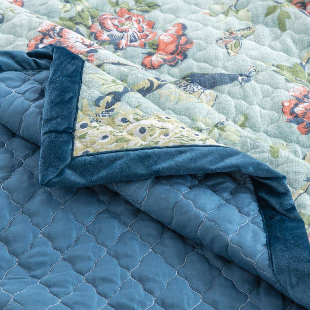 Alt View 2. Greenland Home Fashions - Greenland Home Pavona Enchanted Garden Quilted Throw, 50x60-inch, Jade - Jade.