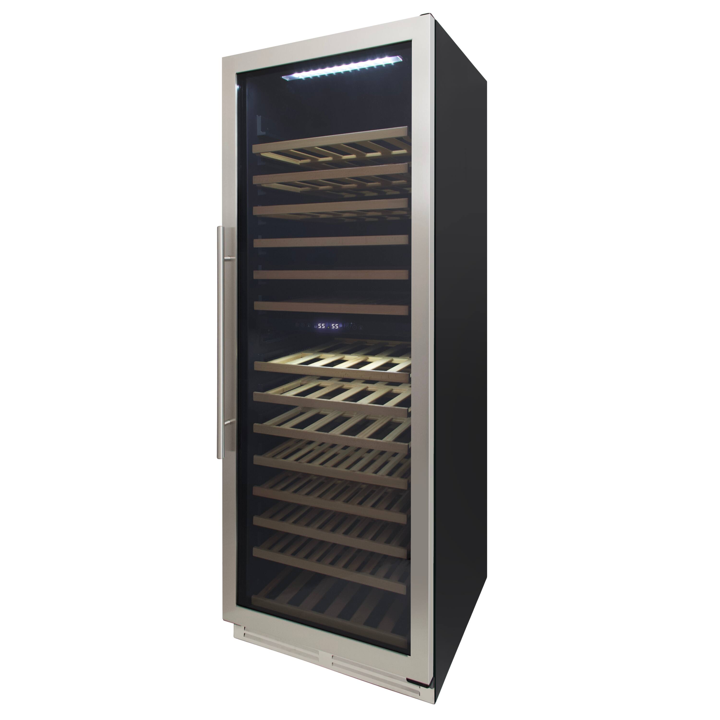 Angle. Avanti - Avanti Designer Series 163 Bottle Dual-Zone Wine Cooler​ - Steel/Black.