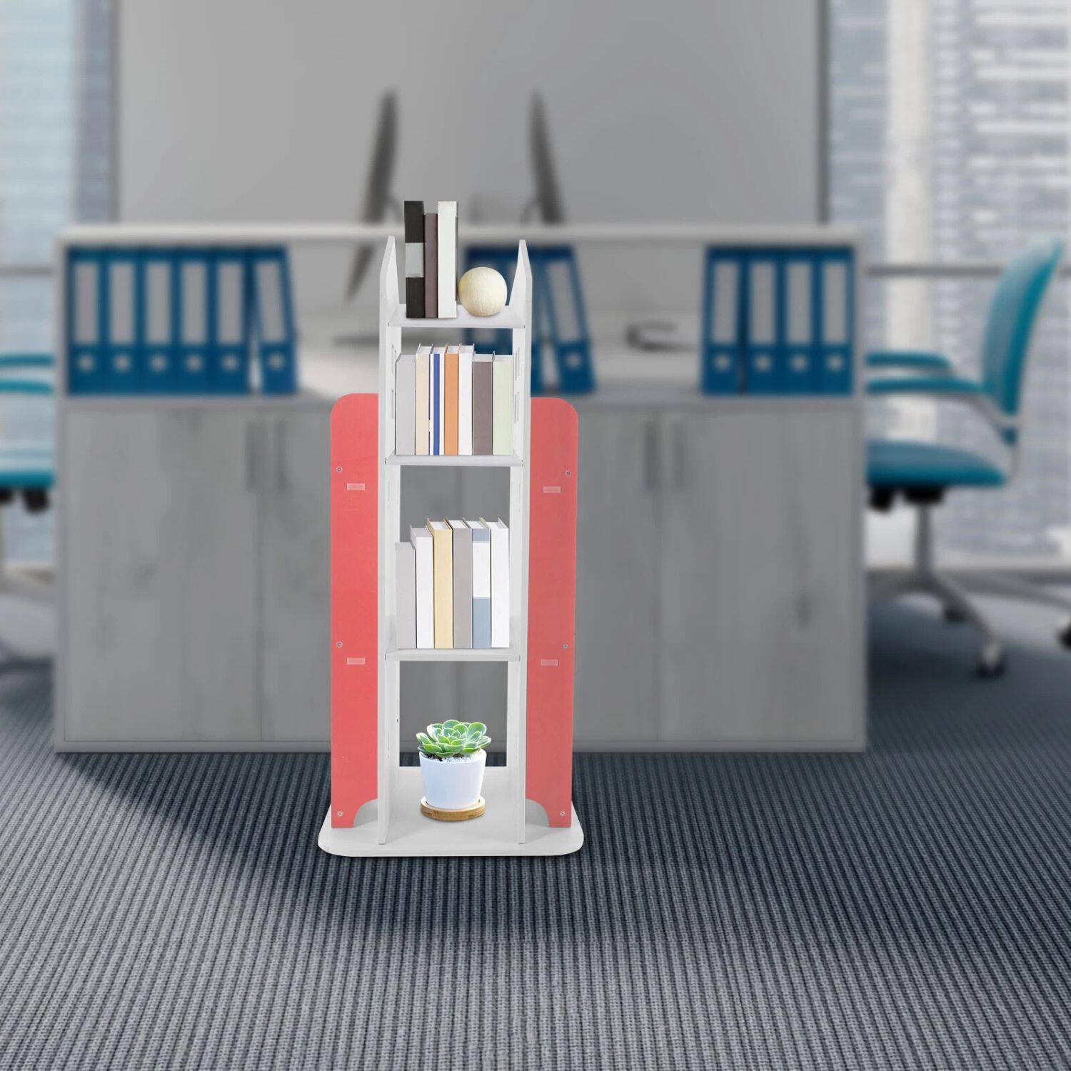 Alt View 6. Home Collection - 4-Tier Rotating Bookcase Rack – 360°Display Organizer - Pink.