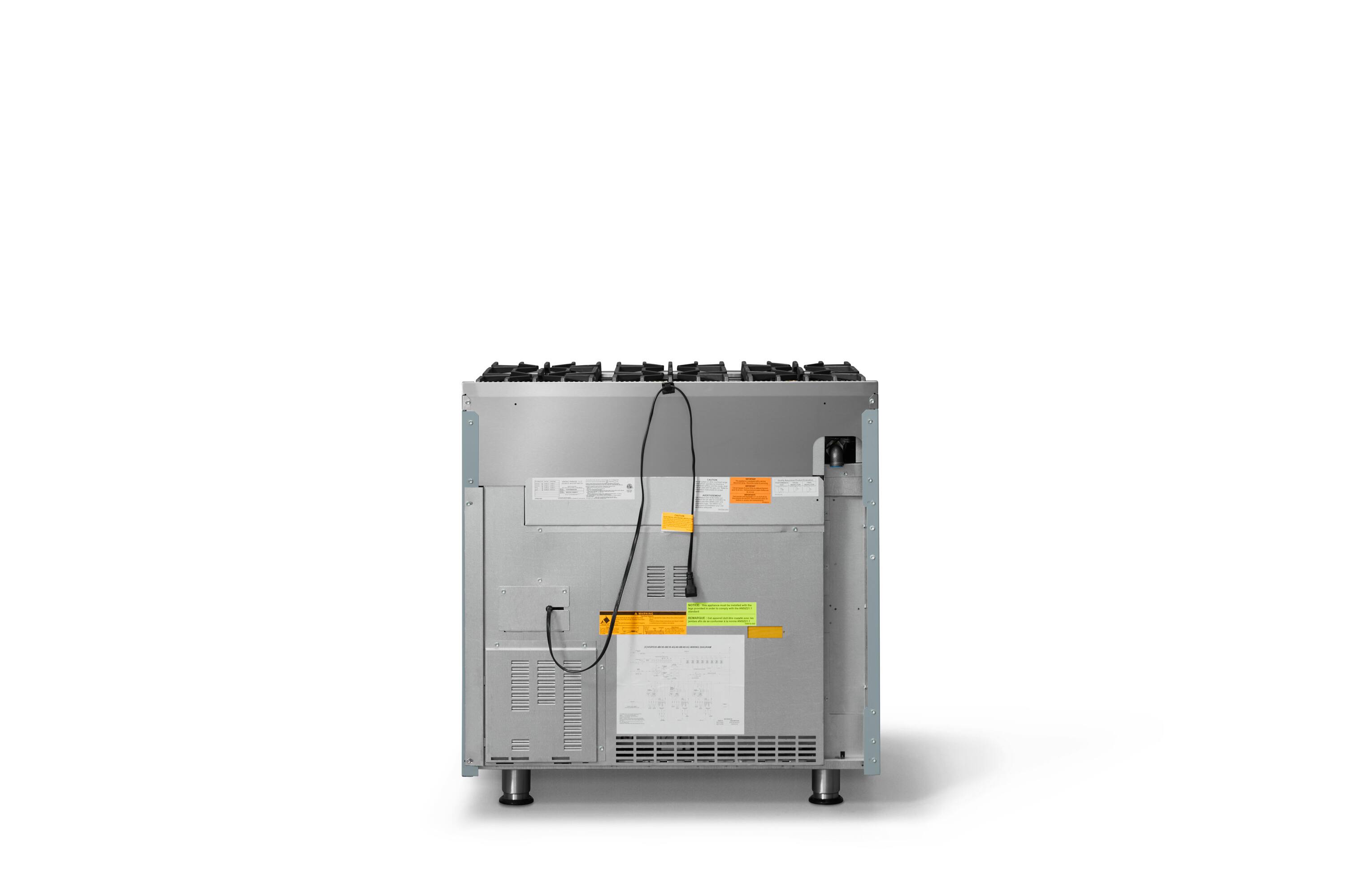 Back. Viking - 36"W./24"D. 5.1 Cu. Ft.  Gas Sealed Burner Range-6 Burners-November Sky-LP - November Sky.