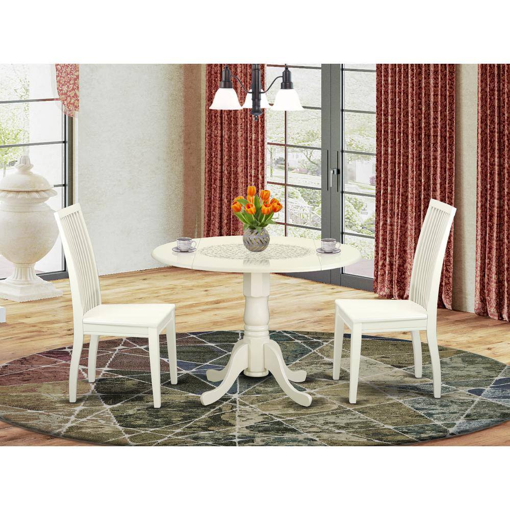 Left. East West Furniture - Dining Room Set Linen White - Brown.