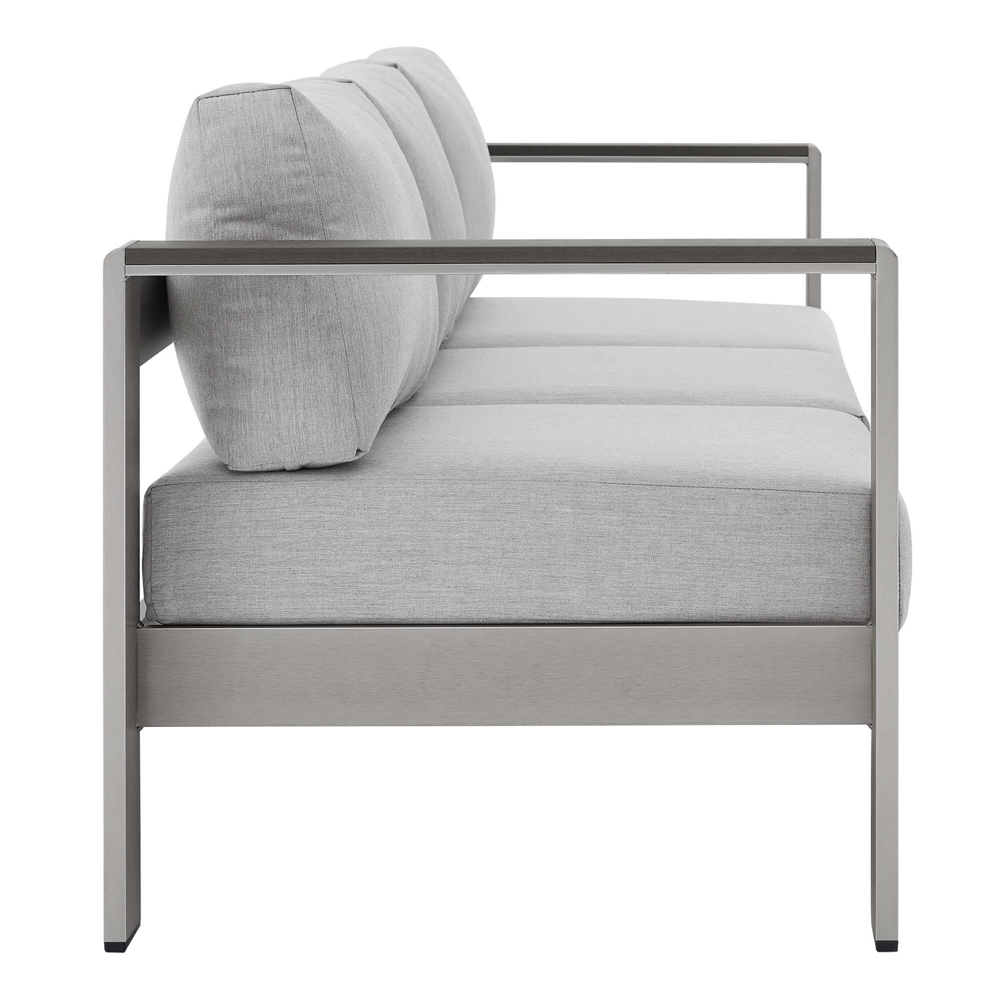 Back. Modway - Shore Sunbrella® Fabric Aluminum Outdoor Patio Sofa by Modway - Silver Gray.