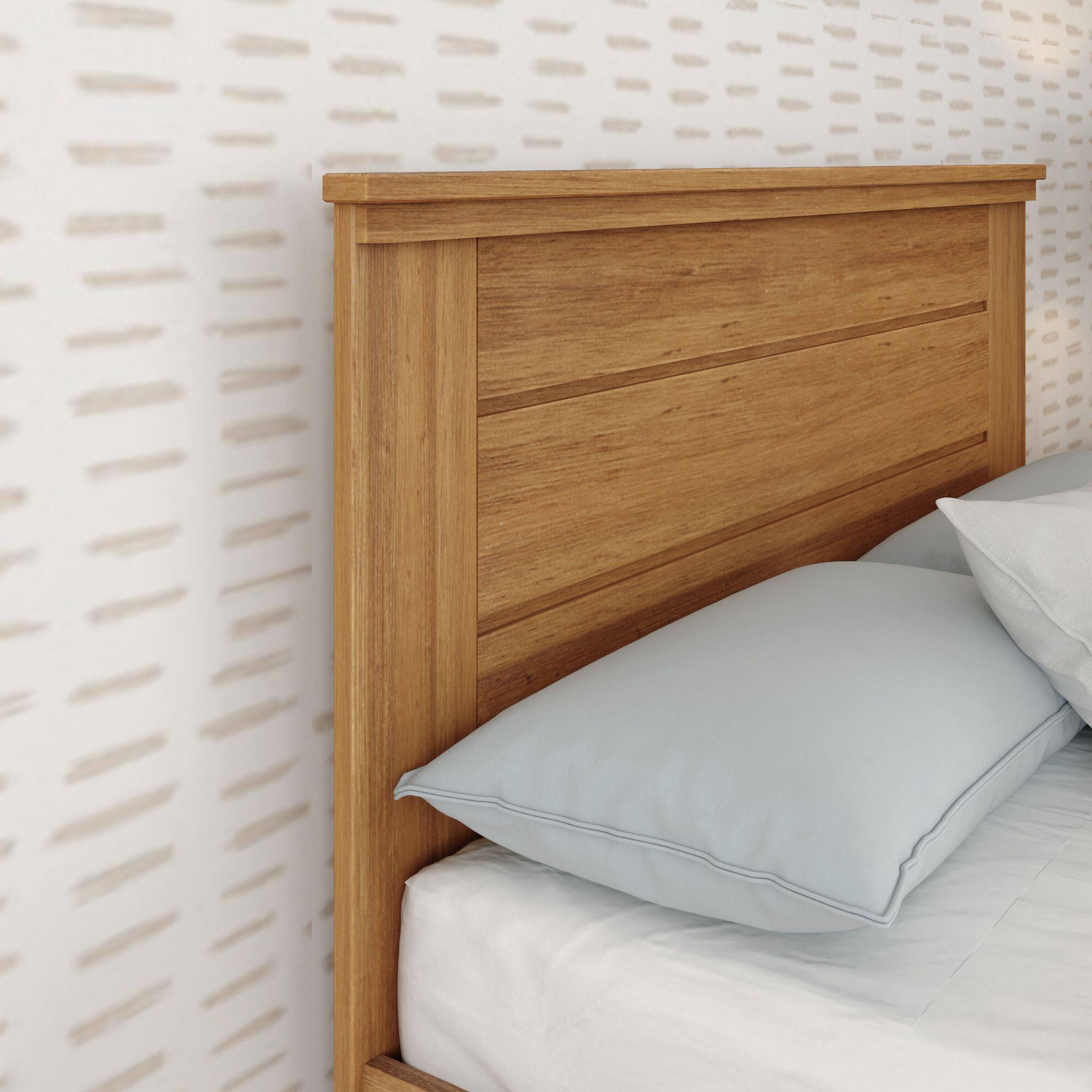 Alt View 3. Plank+Beam - Farmhouse Full Bed with Panel Headboard with Trundle, Pecan - Pecan Dip.
