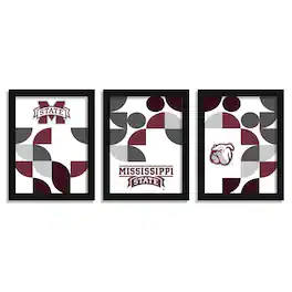 Fan Creations - Mississippi State Bulldogs 12" x 16" Framed Minimalist Print Set - Multicolor