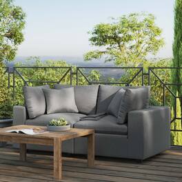 Commix Overstuffed Outdoor Patio Loveseat by Modway - Charcoal