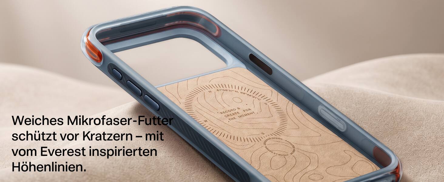 Weiches Mikrofaser-Futter schützt vor Kratzern - mit vom Everest inspirierten Höhenlinien.

67OG'37N, 903881C ART & RECORD FOR CREATE MOMENT THE 2 DESIGN 2010000 ANTODAY PODU PEHE-ON