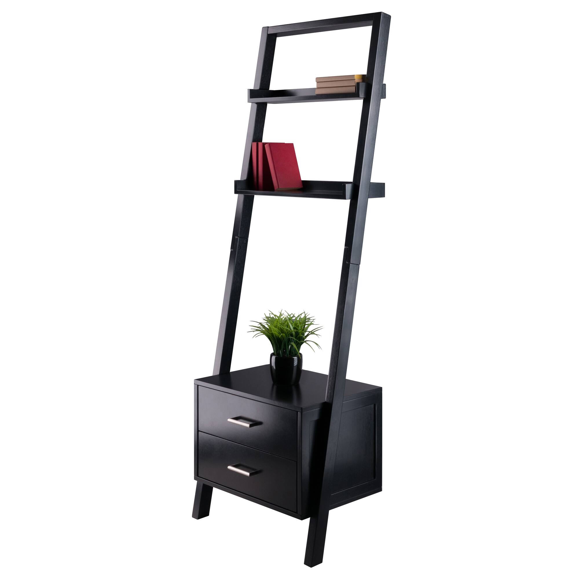 Alt View 8. Winsome Wood - Bellamy 2-Drawer Leaning Shelf - Black.