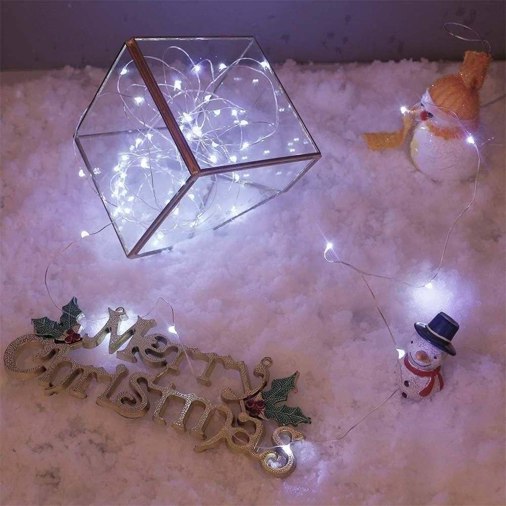 Alt View 3. FINEAK - 16 Pack 30 LED 10ft White Waterproof Battery Operated String Lights.