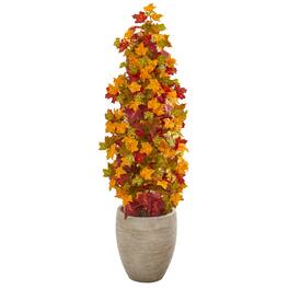 BreeBe - 42" Autumn Maple Artificial Tree in Sand Colored Planter - Green