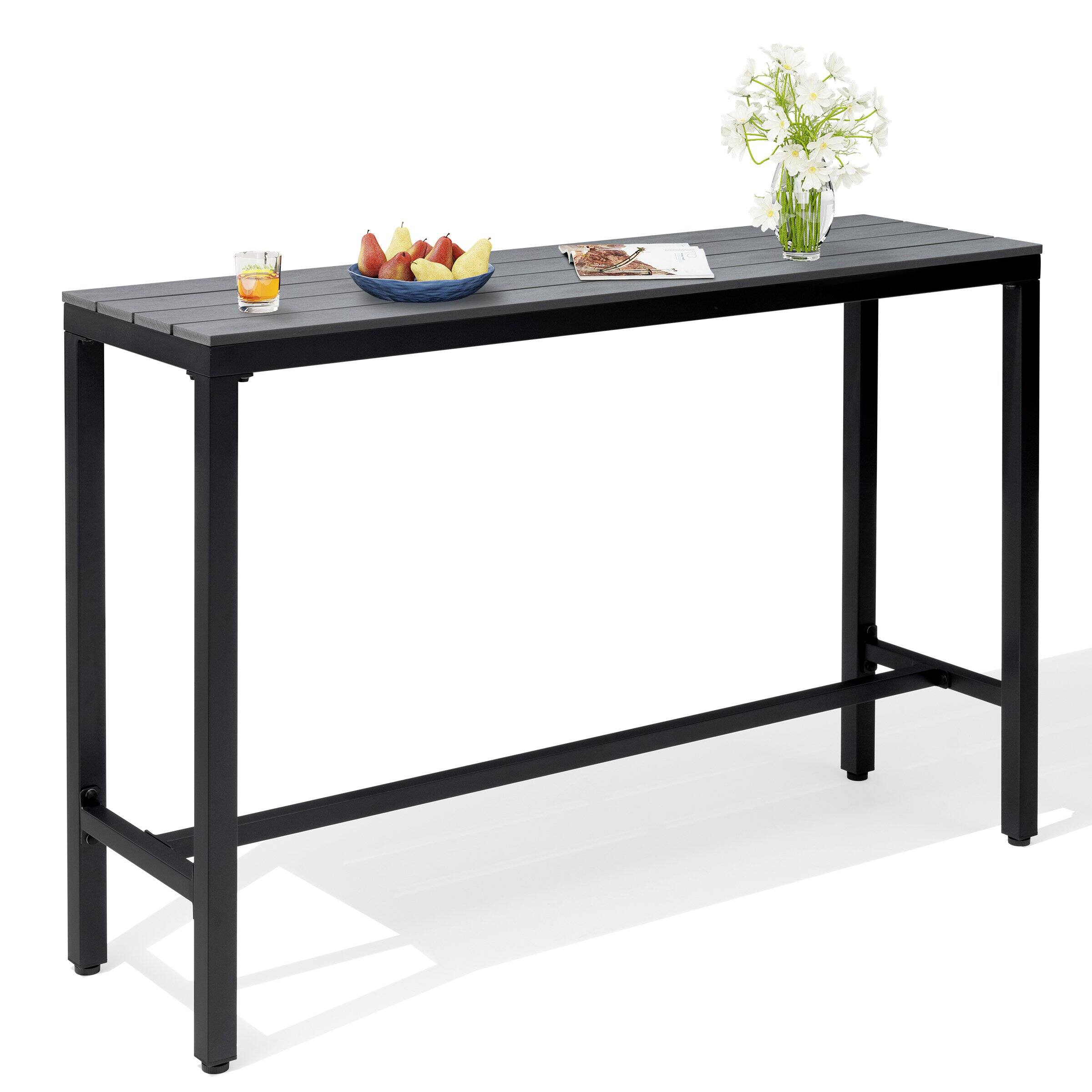 Left. Crestlive Products - Crestlive Products Rectangle Outdoor Bar Table with Waterproof Top and Sturdy Metal Frame - Gray.