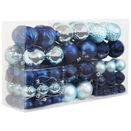 Sunnydaze - Winter Wonderland 100-Piece Assorted Ornament Set - Blue and Silver
