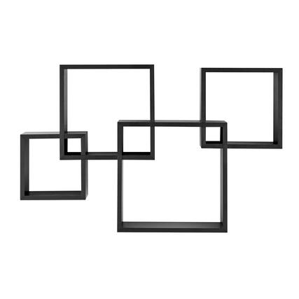 Front. Danya B - Blocchetto Intersecting Cubes Wall Shelf - Black - Black.