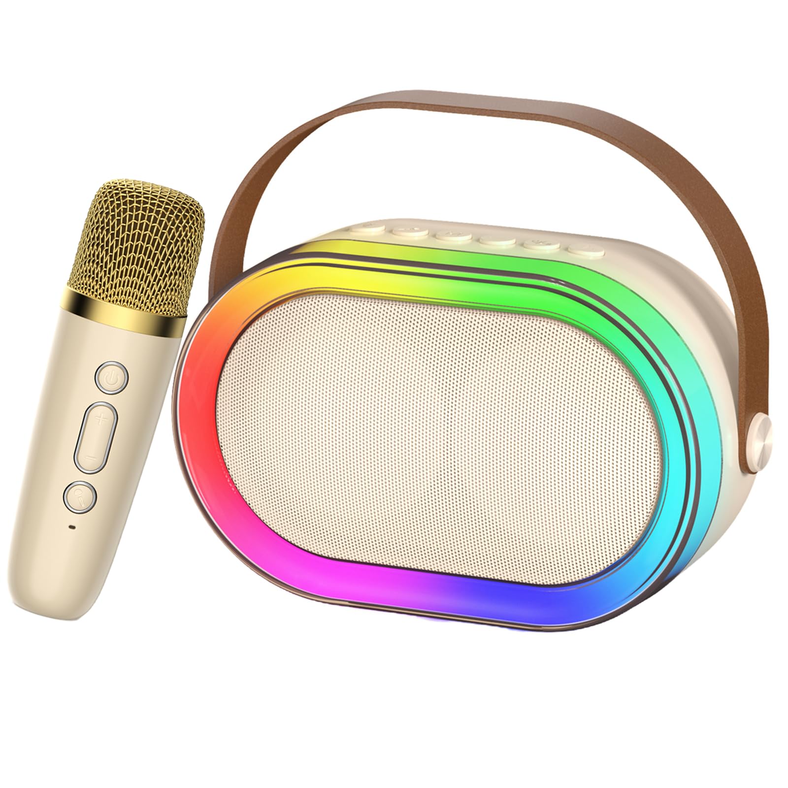 Front. Cedar Assembly - Karaoke Machine For Mini With 2 Wireless Microphones Disco Lights Home Party Christmas Easter Birthday Gi... - Multcolor-1 Mic.