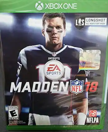 XBOX ONE
LONGSHOT
ALL NEW STORY MODE
EA SPORTS
MADDEN NFL 18
EVERYONE E
ESRB
Online Interactions Not Rated by the ESRB
NFLPA
NFL
ZHG
454092731 - RP (Rating Pending)