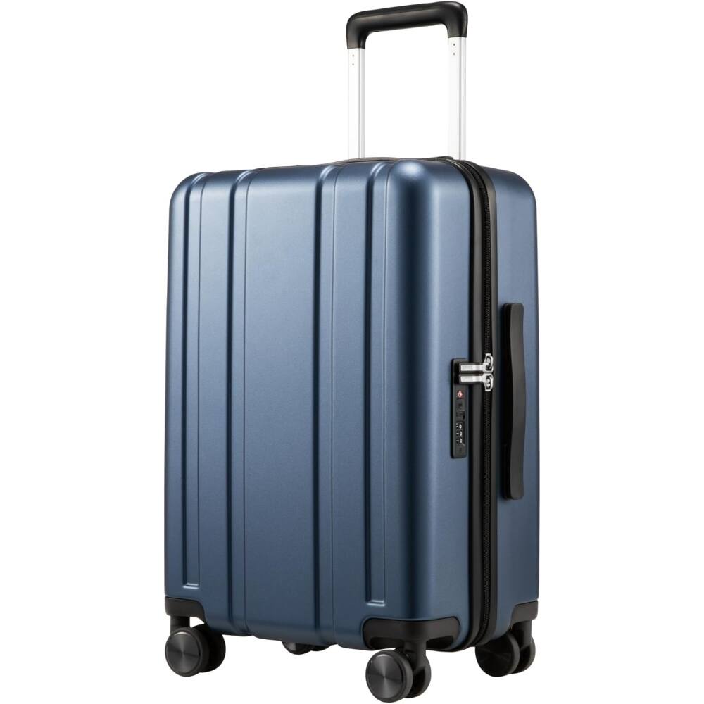 LUGGEX - 20 Inch Carry On Luggag Airline Approved, 100% PC Hard Shell Travel Suitcase with Smooth Spinner Wheels - LX-EX - Blue