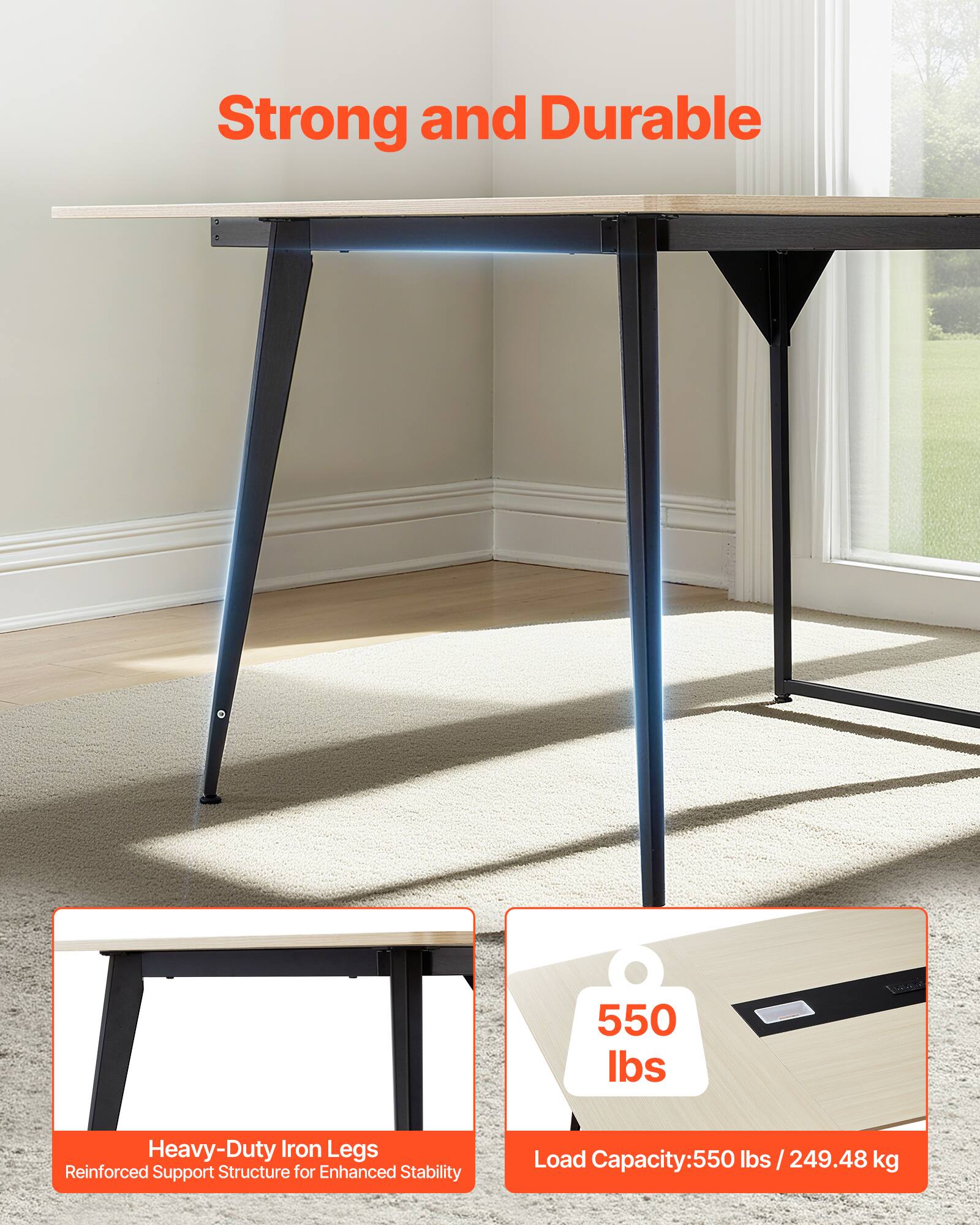 Strong and Durable

Heavy-Duty Iron Legs
Reinforced Support Structure for Enhanced Stability

Load Capacity: 550 lbs / 249.48 kg