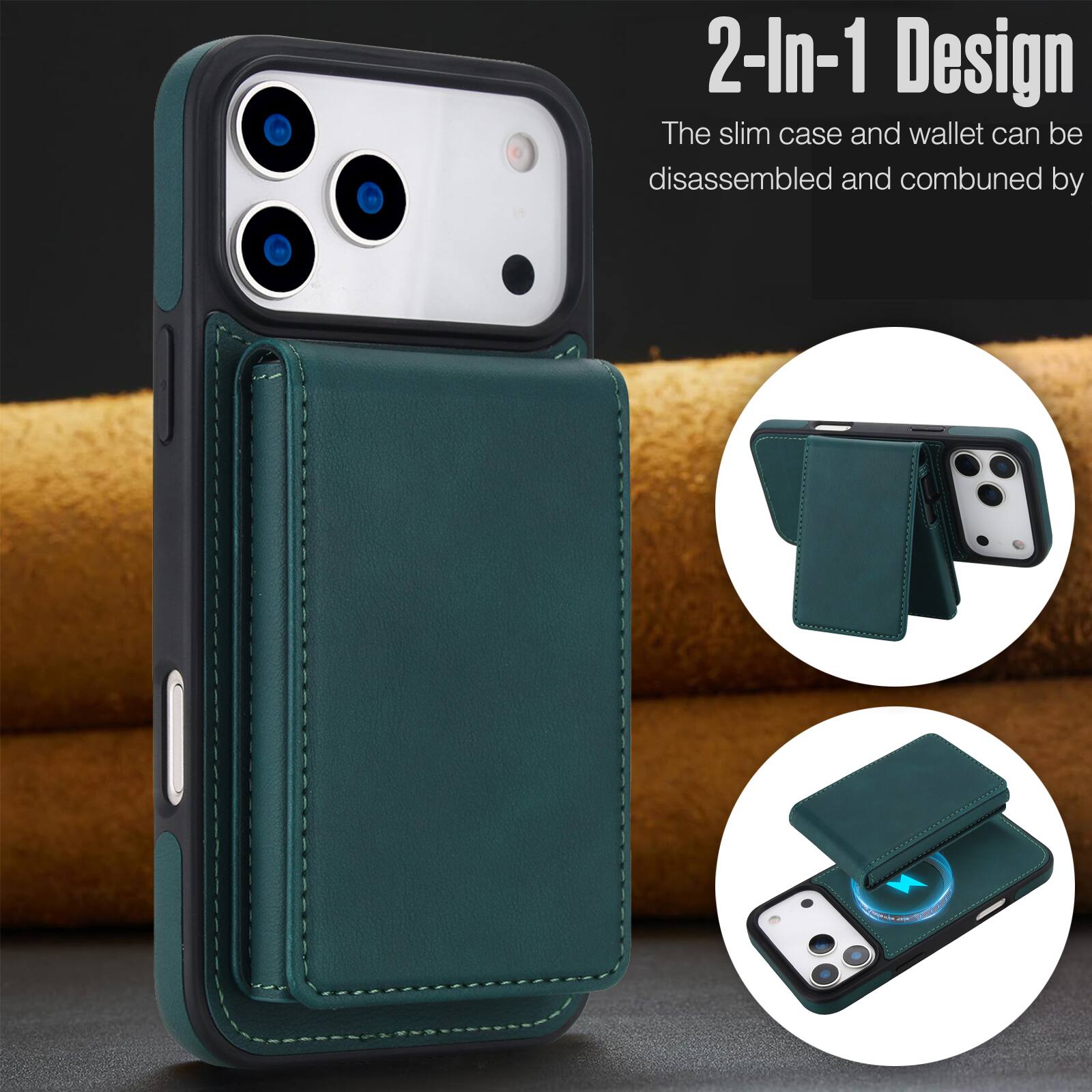 2-In-1 Design  
The slim case and wallet can be disassembled and combined by