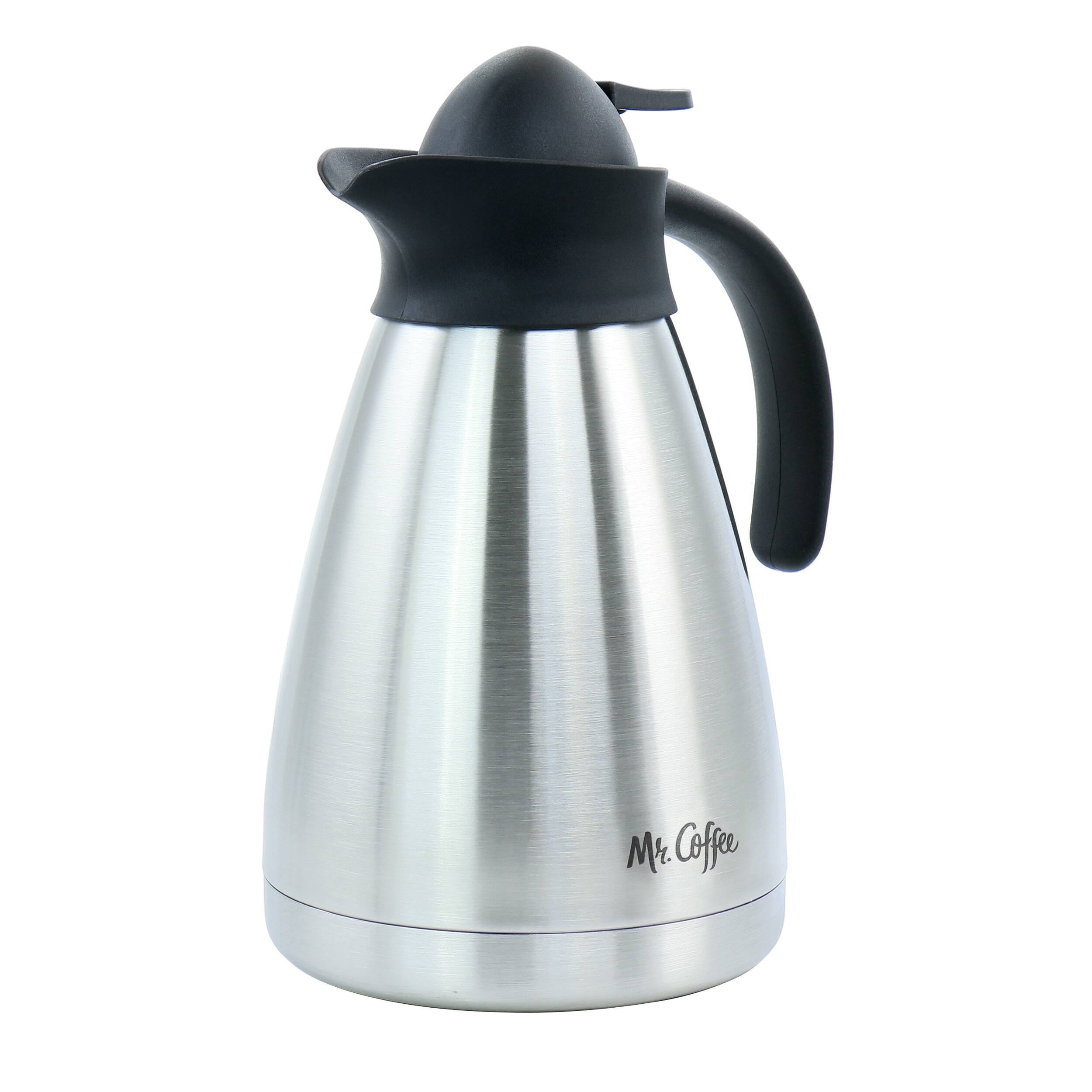 Front. Mr. Coffee - Mr. Coffee Olympia 1 Quart Insulated Stainless Steel Thermal Coffee Pot - Silver.