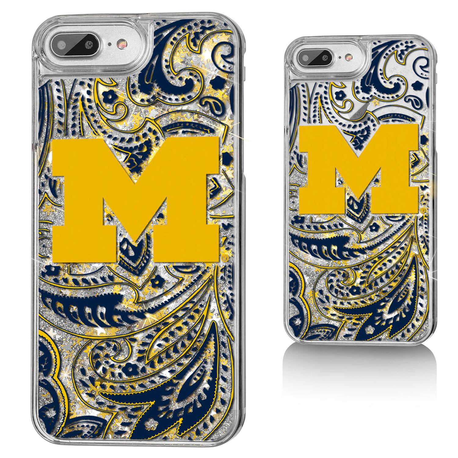 Front. Keyscaper - Michigan Wolverines iPhone Glitter Paisley Design Case - 13 Pro - Multicolor.