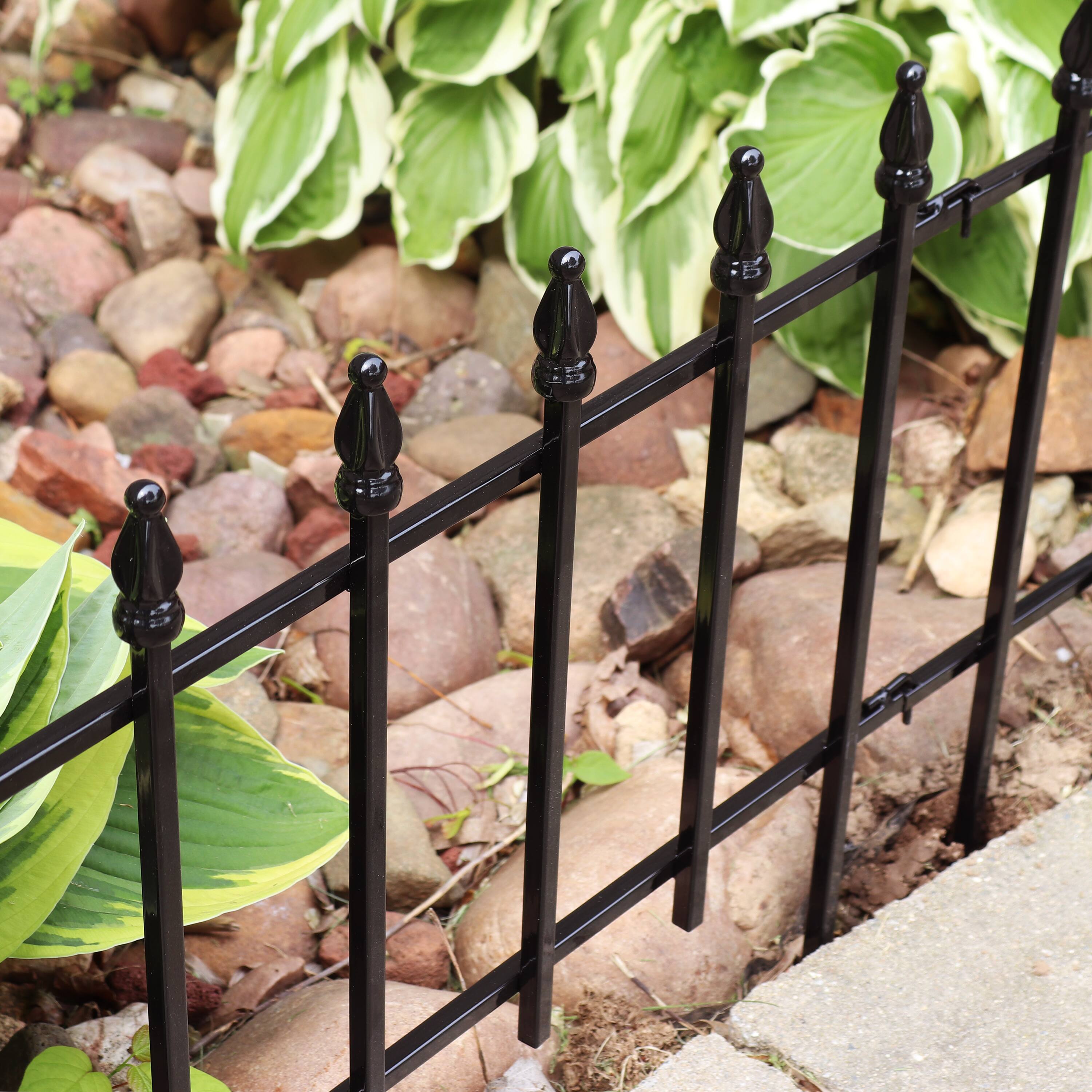 Alt View 10. Sunnydaze - 20-Piece Roman Walkway Iron Panel Border Fencing - 36 ft - Black.