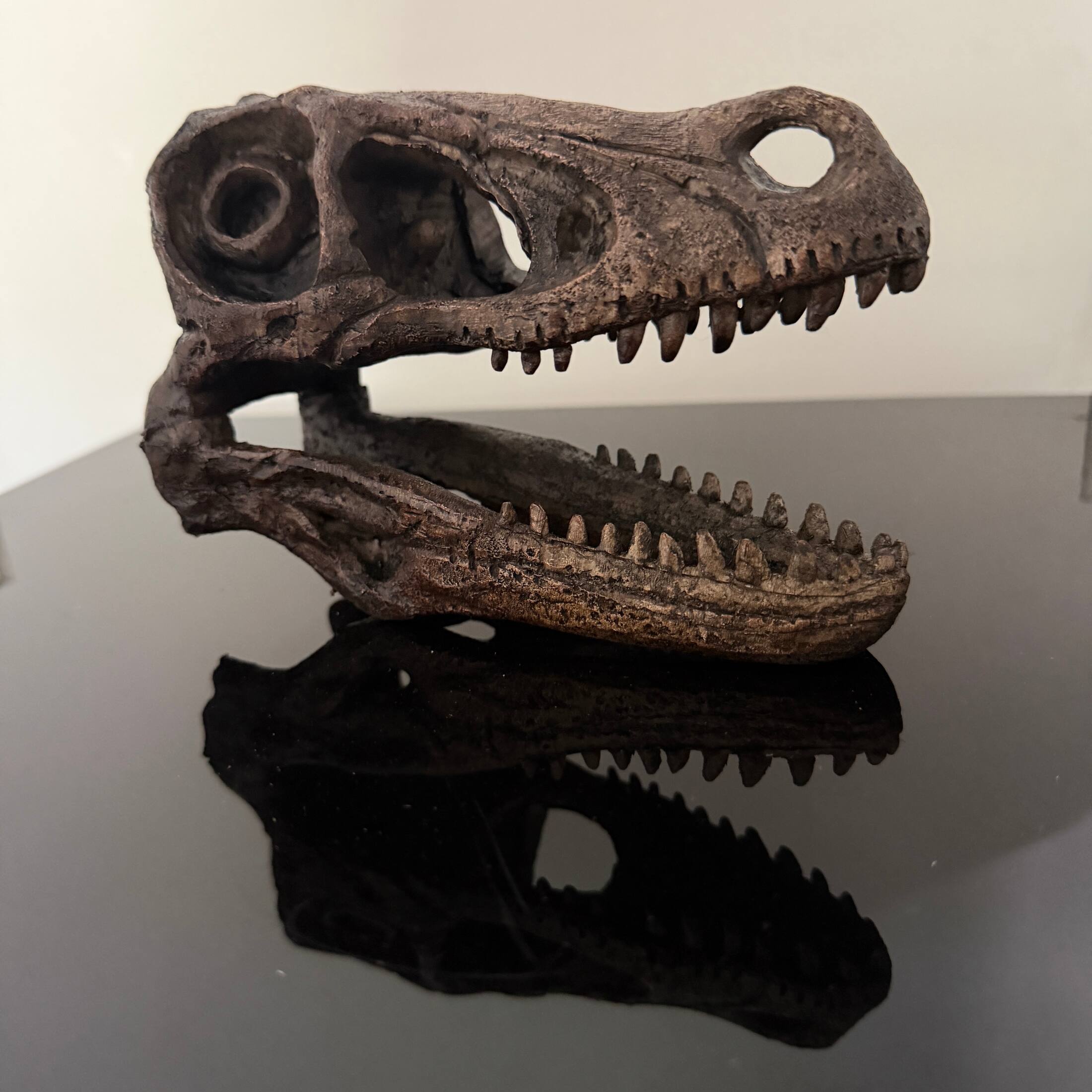 Alt View 6. Things2Die4 - Velociraptor Statue Brown Resin Dinosaur Fossil Replica 7 Inch Decor - Brown.