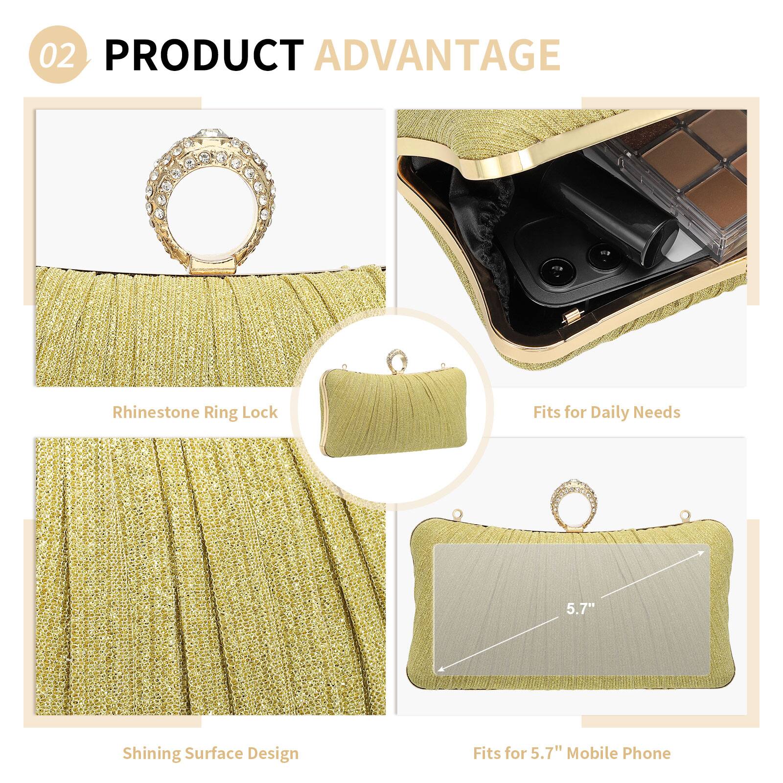 02 PRODUCT ADVANTAGE

- Rhinestone Ring Lock
- Shining Surface Design
- Fits for Daily Needs
- Fits for 5.7" Mobile Phone
