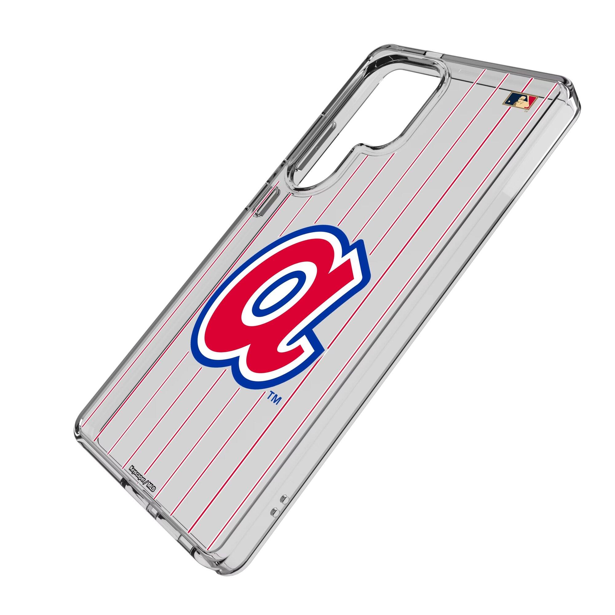 Alt View 1. Keyscaper - Atlanta Braves 1972-1980 Cooperstown Pinstripe Galaxy Clear Case - S25 Ultra - Multicolor.