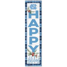 Jardine - North Carolina Tar Heels 12'' x 48'' Happy Holidays Outdoor Leaner - White
