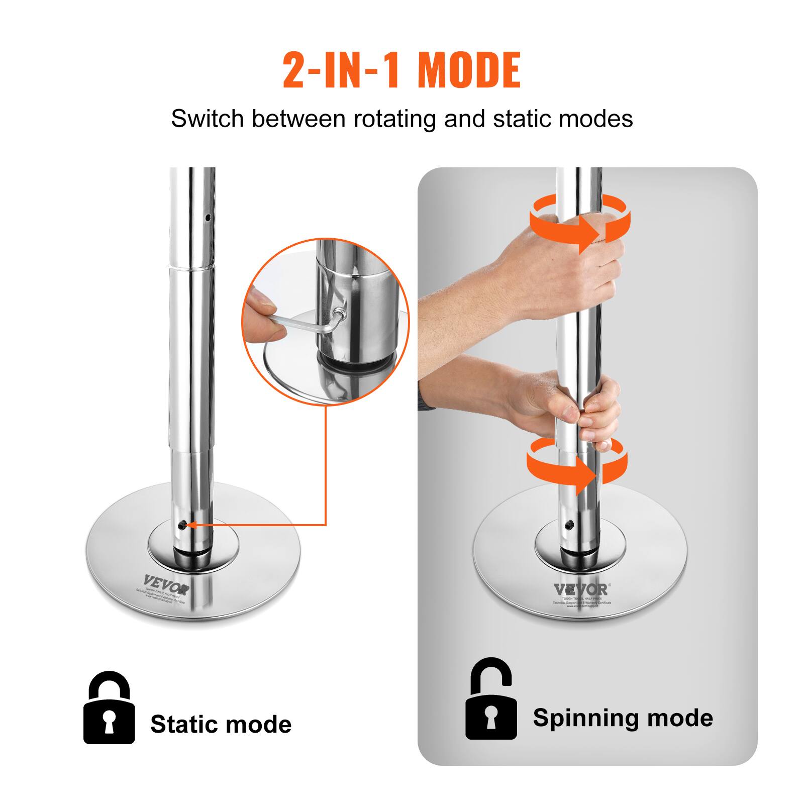 2-IN-1 MODE  
Switch between rotating and static modes  

Static mode  
Spinning mode