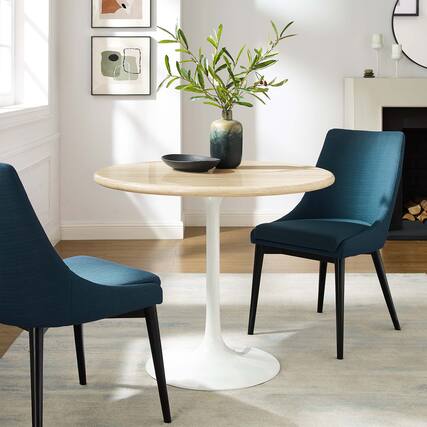 Front. Modway - Lippa Round 36" Dining Table - White Travertine.