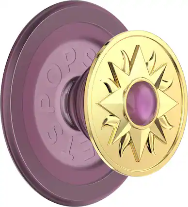 Front. PopSockets - MagSafe PopGrip Universal Magnetic Grip & Stand with Adapter Ring for Cell Phones - Purple & Gold.