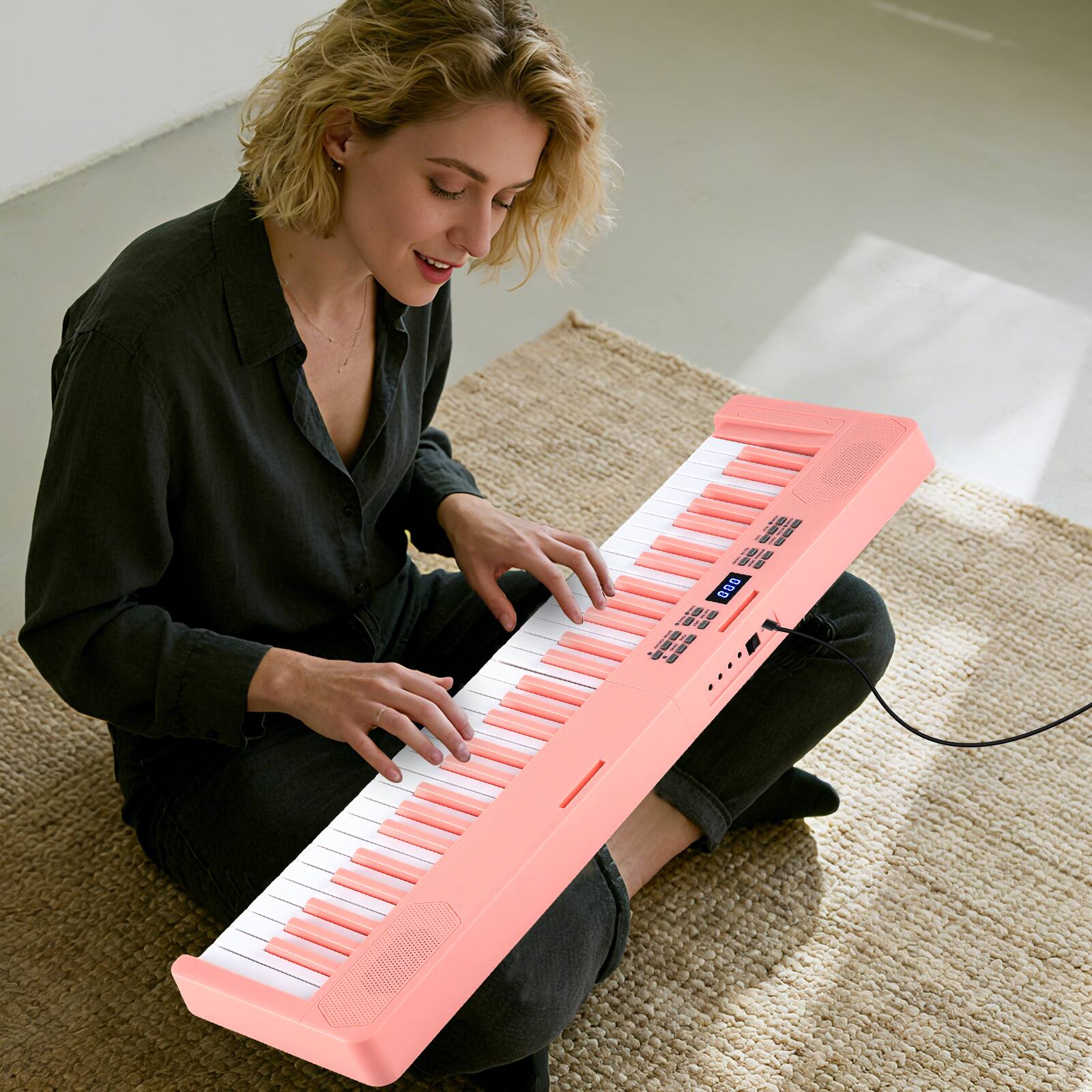 Alt View 3. Gymax - Gymax 61-Key Foldable Piano Keyboard w/MIDI Split Function Headphone Sustain Pedal Pink - Pink.