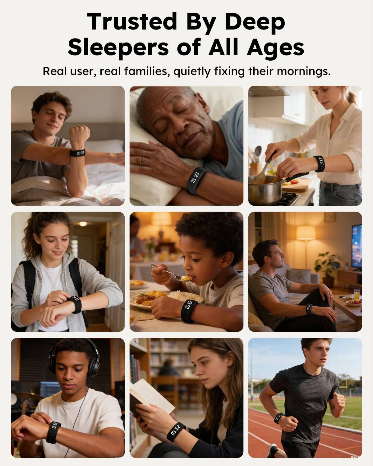 Trusted By Deep Sleepers of All Ages  
Real user, real families, quietly fixing their mornings.