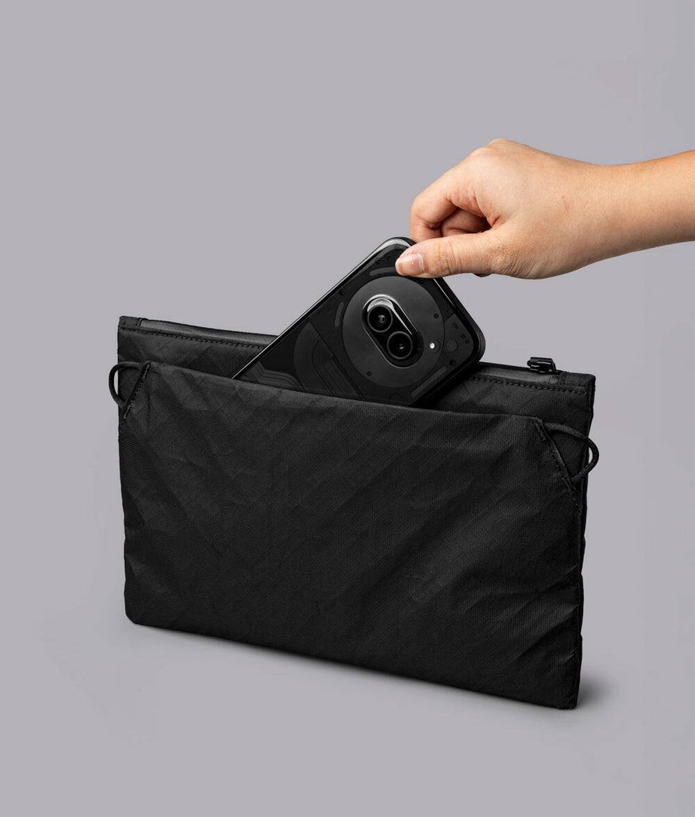Back. ALPAKA - Zip Pouch Max V2 Wallet Pouch, 2L Slim EDC Organizer Sling, Fits iPad Mini, YKK AquaGuard - Black Ultradyne 100D.