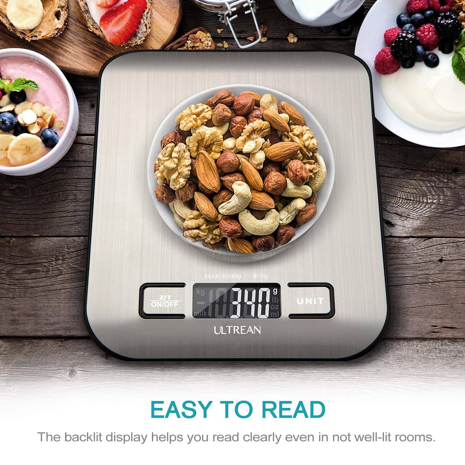 ZT ON/OFF MAX: 5000g 1g kg g lb milk - 1340 ml oz 9bom ULTREAN UNIT EASY TO READ

The backlit display helps you read clearly even in not well-lit rooms.