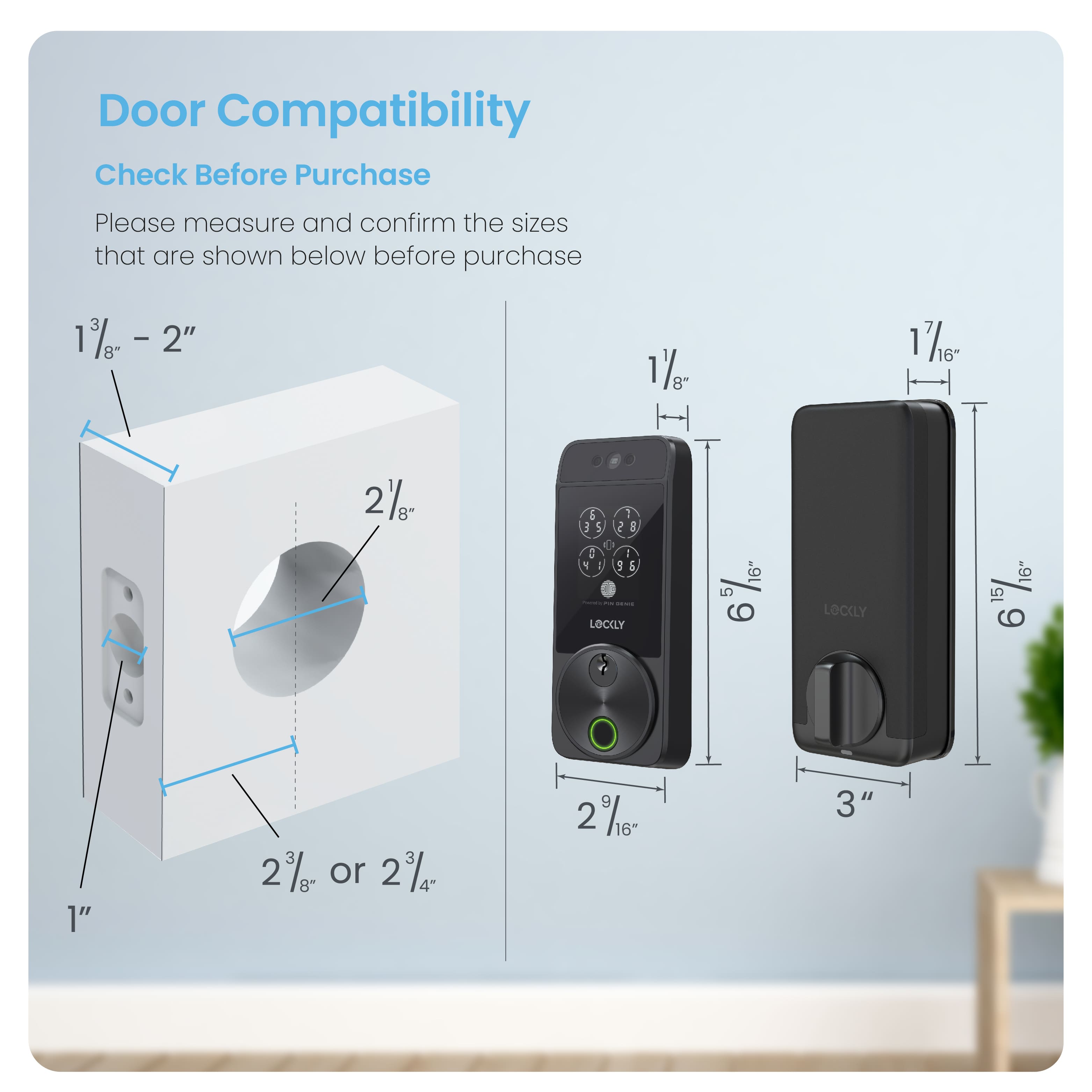 Door Compatibility Check Before Purchase Please measure and confirm the sizes shown below before purchase.