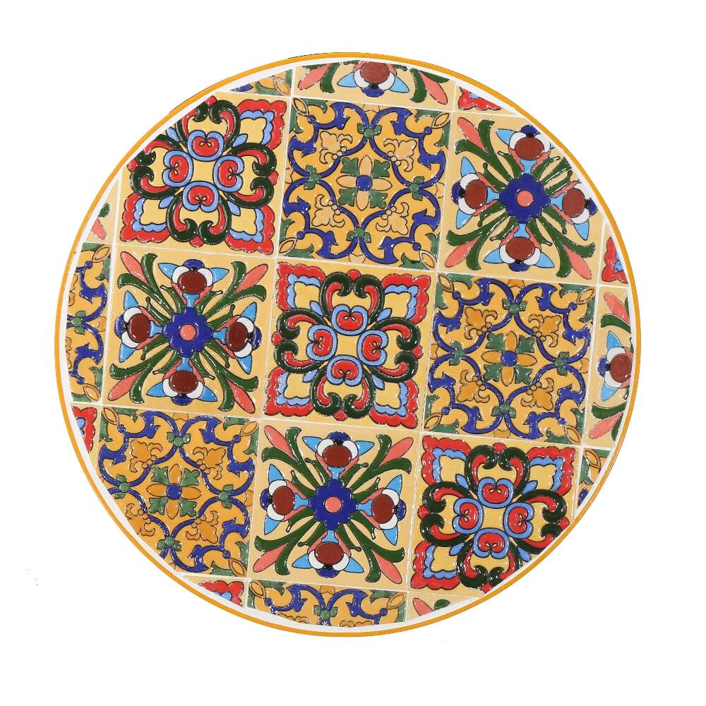 Alt View 4. Loheer - Loheer Yellow Tile Mosaic Outdoor Side Table with Metal Legs - Yellow.