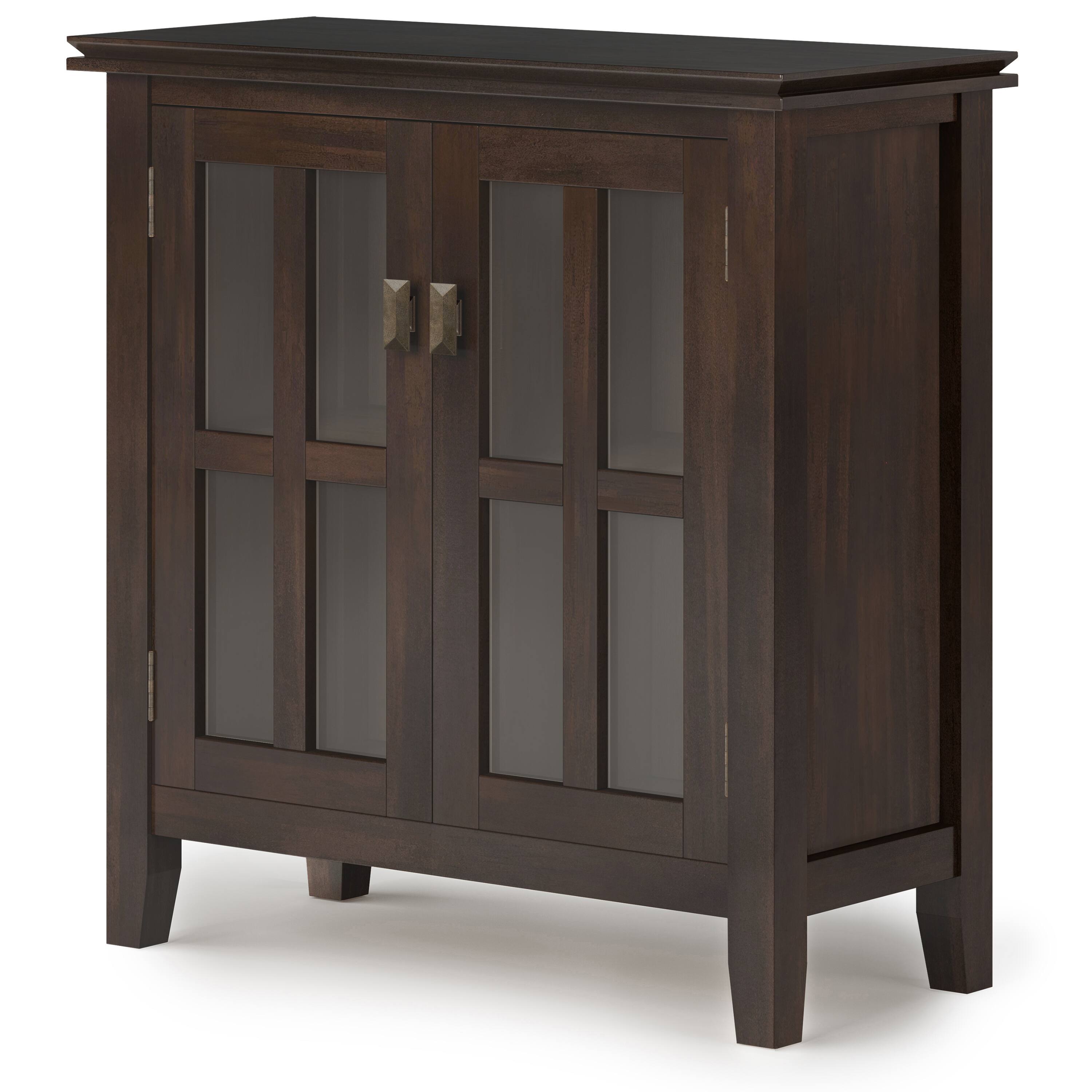 Angle. Simpli Home - Artisan Low Storage Cabinet - Tobacco Brown.