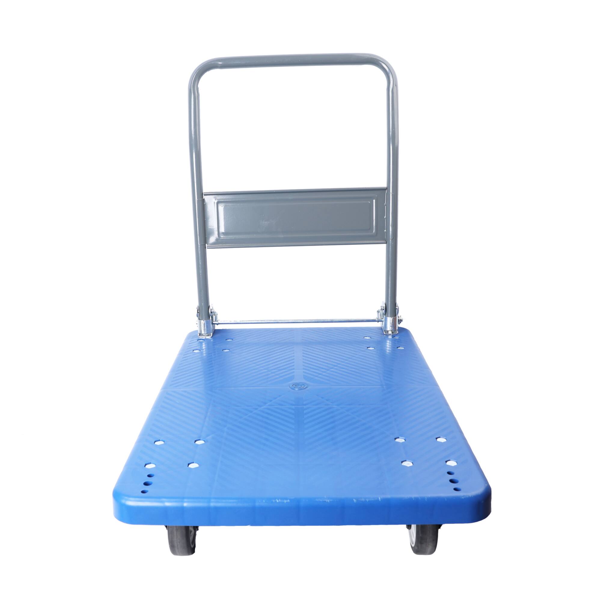 Left. ELEMENT ACE - Heavy Duty Foldable Platform Cart with Swivel Handle and PU Wheels for Efficient Moving and Hauling - Blue.