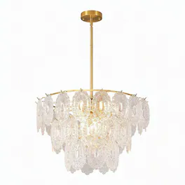 RYHNUYNE - 9-Light Modern Farmhouse Chandelier for Dining Room and Kitchen Island, Rectangular Metal Frame with Seeded Glass Shades
